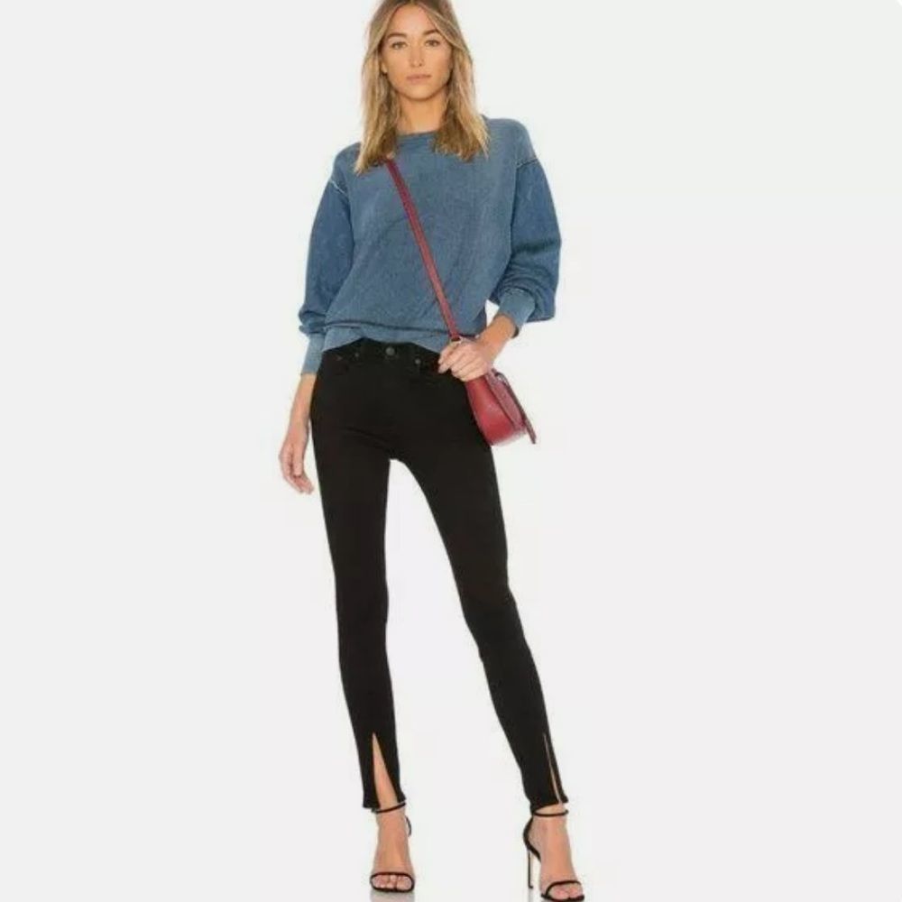 NWOT Rag & Bone Yuki Black Front Slit Jeans 25